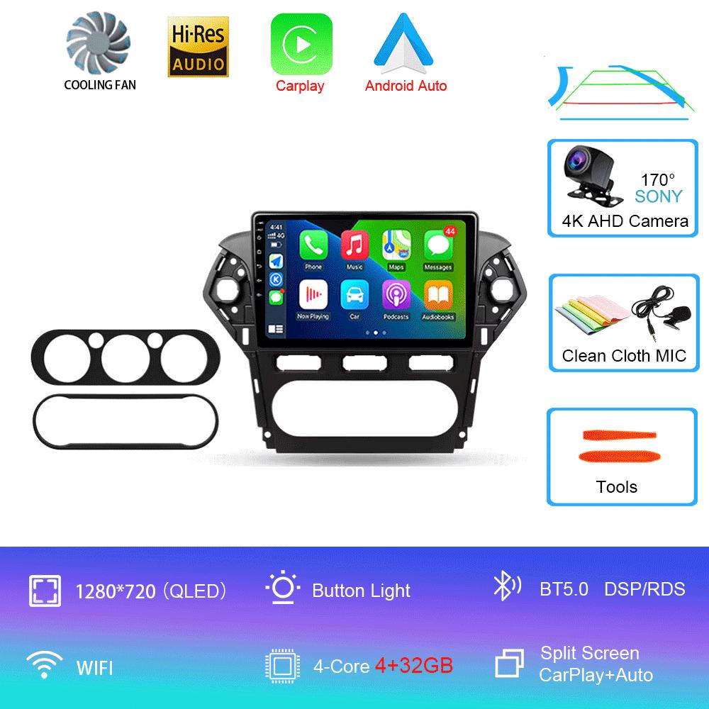 Автомагнитола Android 14 Carplay Auto 2K Экран Мультимедийный плеер Для Ford Mondeo 4 2011 - 2013 Автомагнитола GPS Стерео 2din Головное устройство