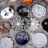 3pcs Silicone Molds For Epoxy Resin Coasters Skeleton Spider Web Cemetery Coaster Molds  Easter Craft Home Halloween Decoration