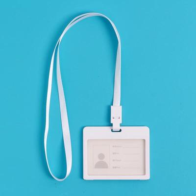 Горизонтальный кейс для ID-карты сотрудника с ремешком для бейджа (белый)