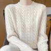 Женский свитер из 100% чистой шерсти, круглый вырез, утолщенный, мягкий пуловер - универсальная мода для осени и зимы