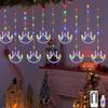 Diwali Usb Curtain String Lights Hanging Diya Ring Ornaments 8 Modes Window Curtain Light Home Mandir for Muslim Holiday Decor