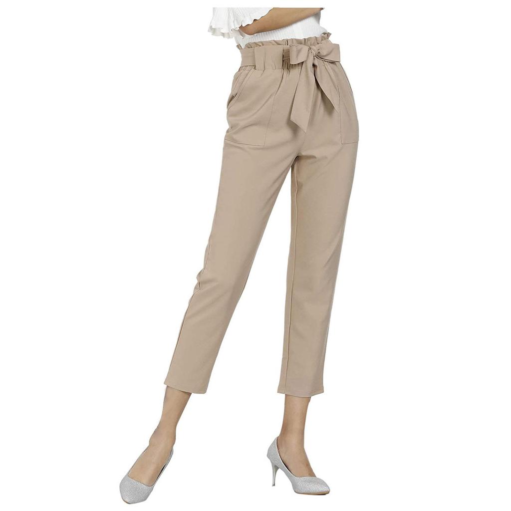 Женские однотонные брюки с карманом и эластичной резинкой на талии для отдыха