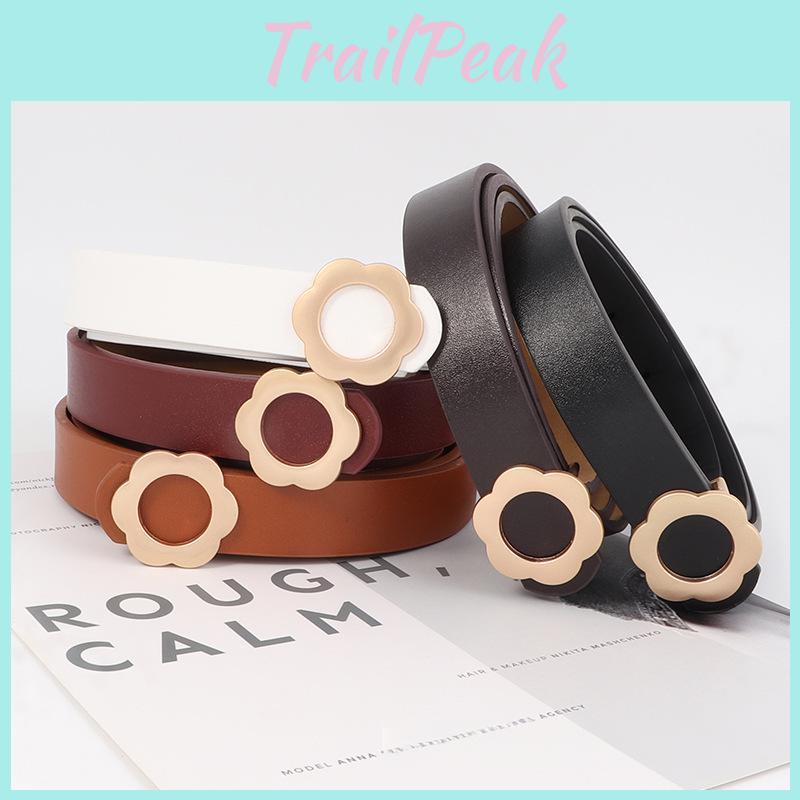 Classic Pu Leather Belt For Women With Alloy Flat Clasp For Office And Casual Looks