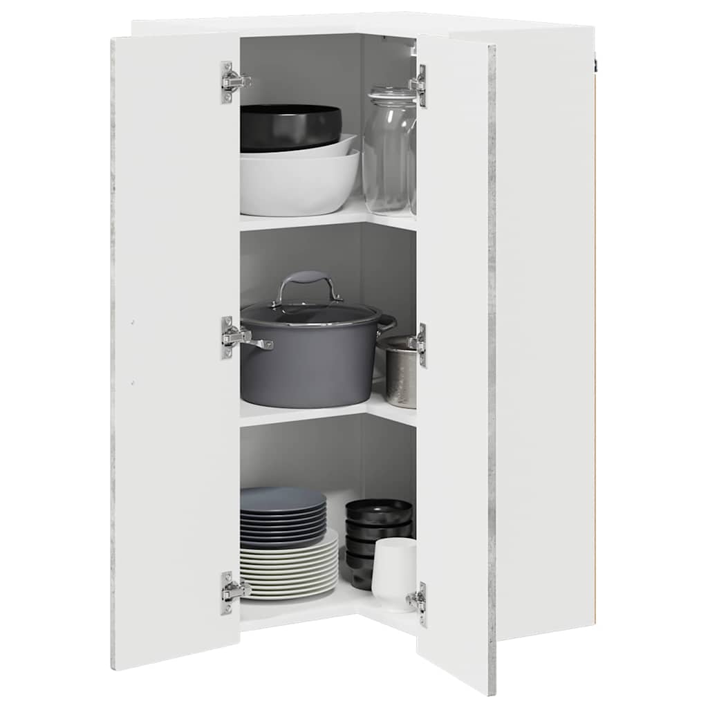 PORTO Wall Mounted Corner Cabinet Concrete Grey 57 x 57 x 100 cm Particleboard