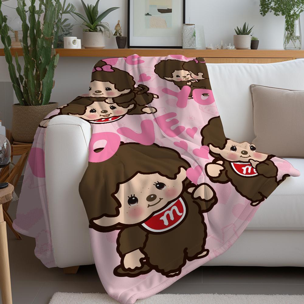 Cartoon Blanket Warm Soft Suitable For Bedroom Sofa Bed Living Room Office Travel M-Monchhichis-S Kawaii Camping Gifts