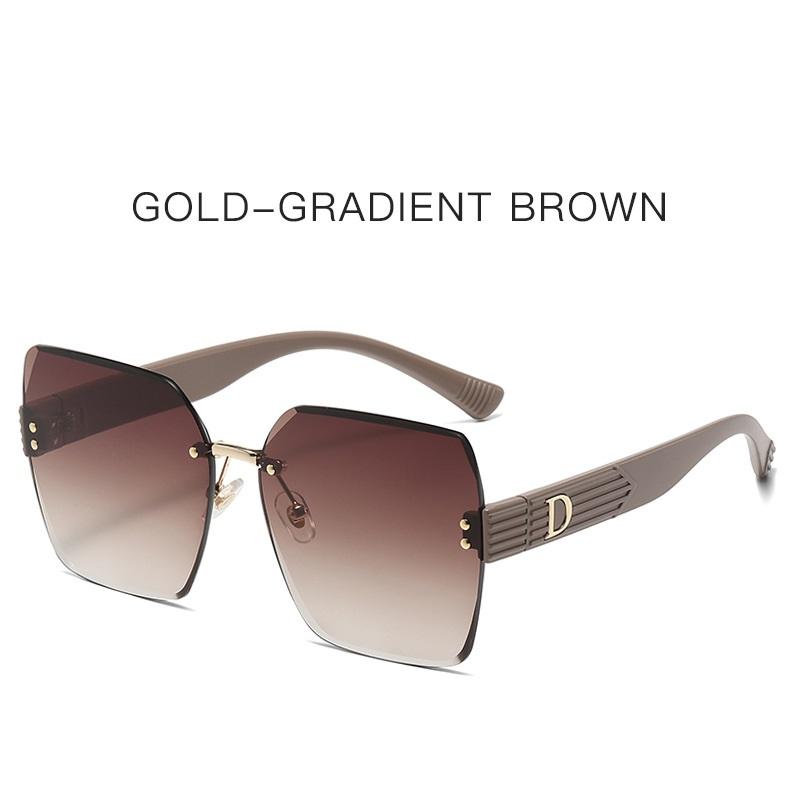 Luxury Oversize Fashion Women Sunglasses D Brand Designer Glamour Ladies Rimless Glasses Stylish Trend Eyewear UV400