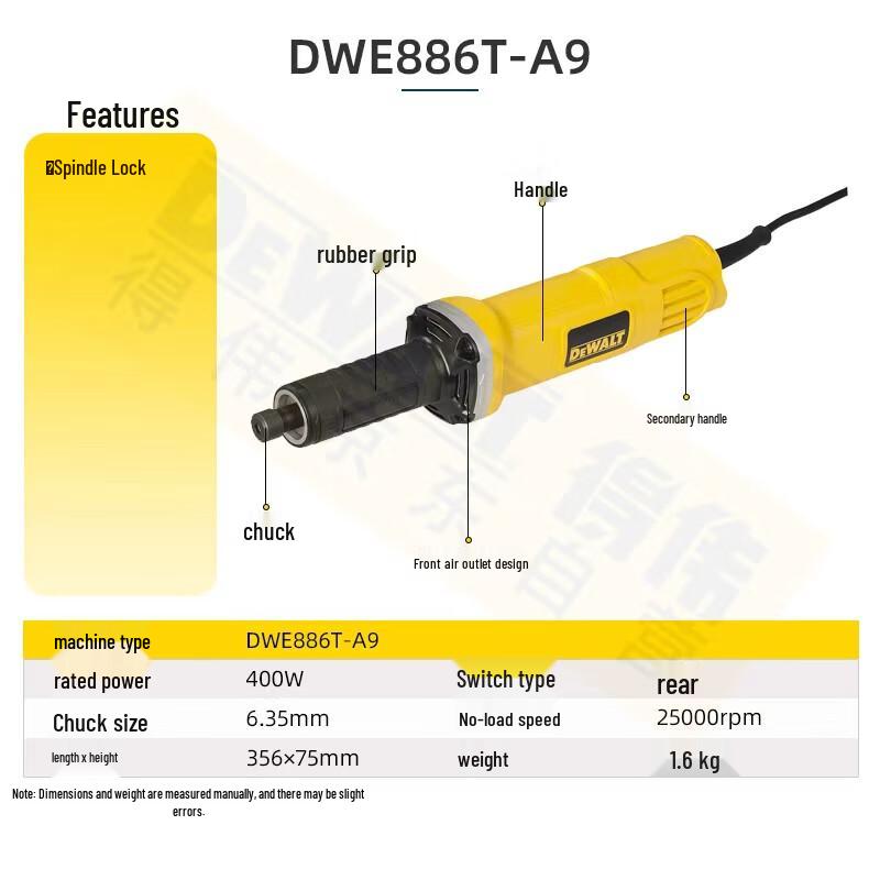 DeWalt Straight Grinder CN plug (adapter included)
