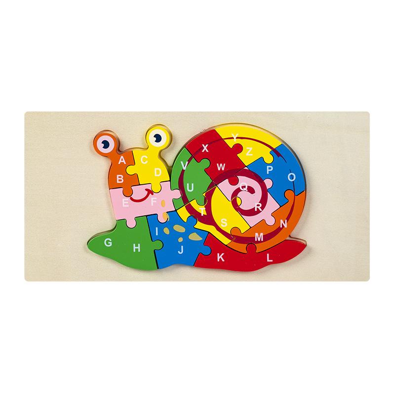 Kids Educational Wooden Animal Digital 3d Puzzle Early Learning Toy