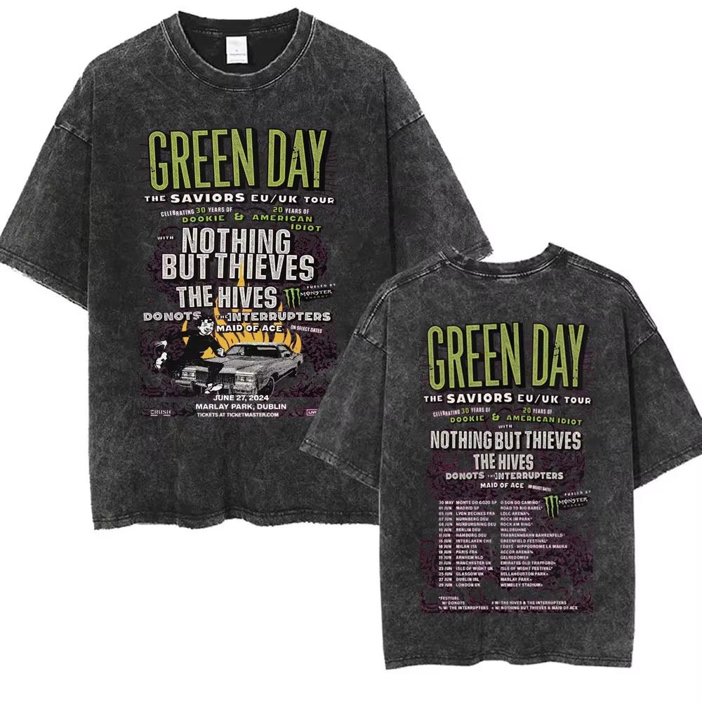Стирка Винтажные Панк-группа Green Day Kerplunk Графические Футболки Мужские Женские Готический Рок Ретро Футболки Мужские s Оверсайз Футболки