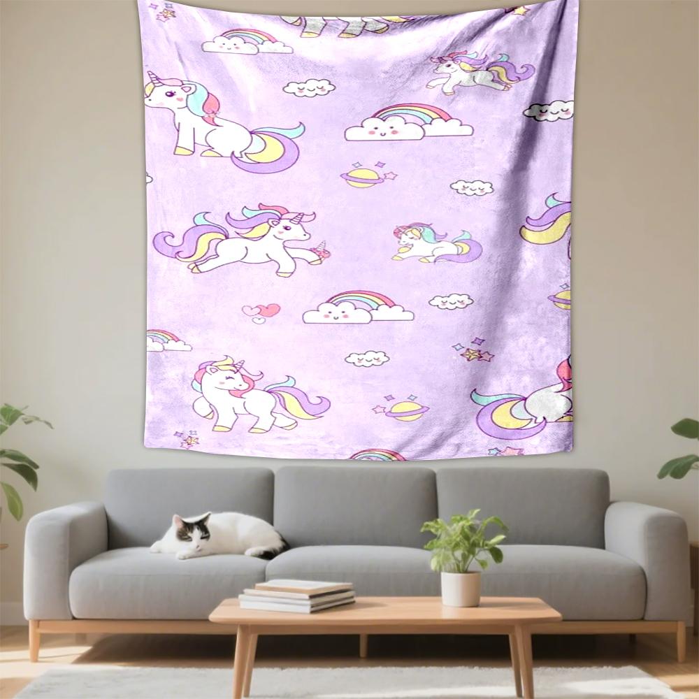 Colorful Unicorns and Rainbows Patterned tapestry for bedroom and living room home decor