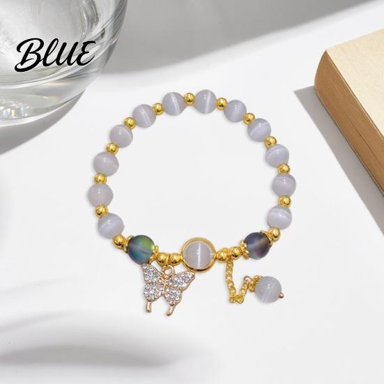 Birthday Gift Bracelet Women with Elastic Cord Butterfly Pendant Tassel