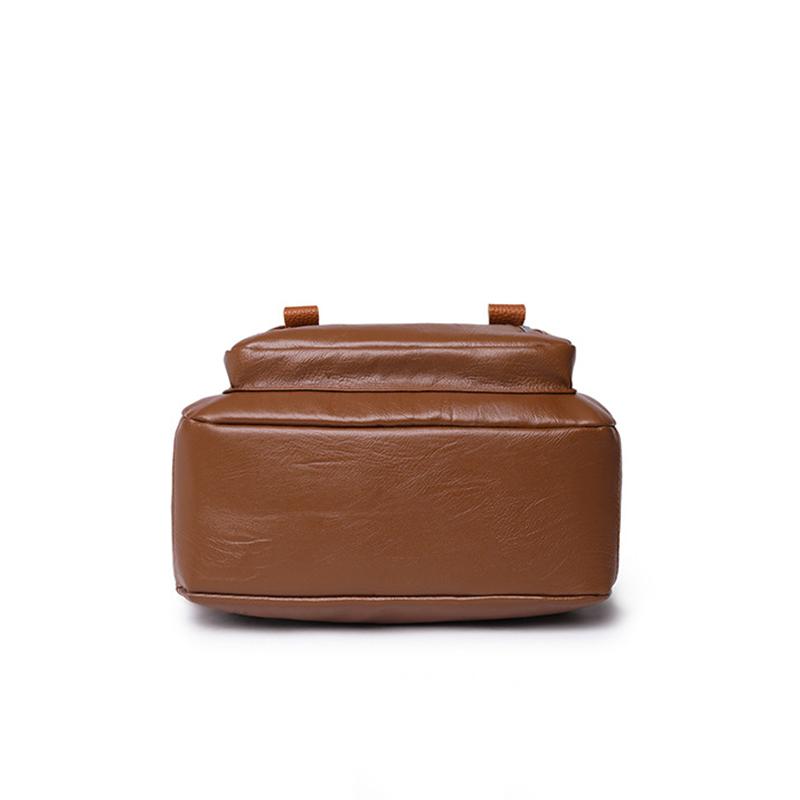 Women's Flap Backpack Solid Color PU Leather Large Capacity Female Daypack Backpack Rucksacks Casual Travel School Bag