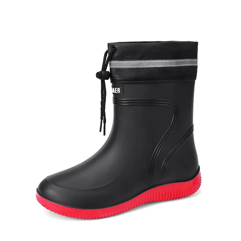 Модные нескользящие мужские резиновые сапоги, зимние бархатные теплые резиновые сапоги, рабочие ботинки для мужчин, обувь для поваров, обувь для рыбалки, высокое качество