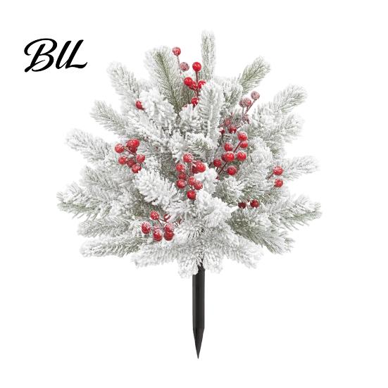Outdoor Patio Christmas Accents Artificial Poinsettia Flower Yard Stake, Red Floral Ground Spike Decor, Potted Plants Weather?Resistant Fake