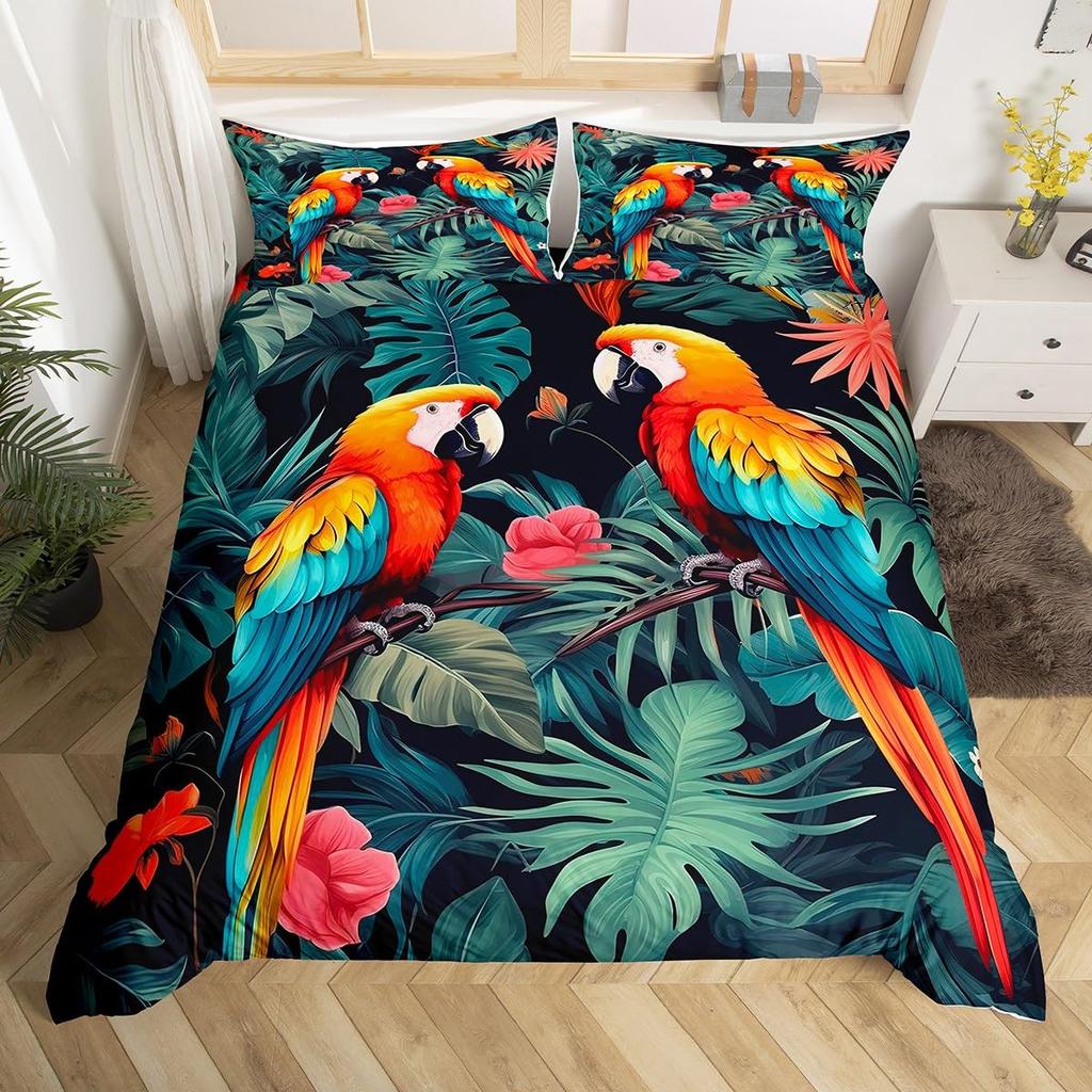 Palm Leaves Duvet Cover Monstera Leaf Comforter Covers Tropical Green Leaves Bedding Set White Marble Quilt Cover For Men Women