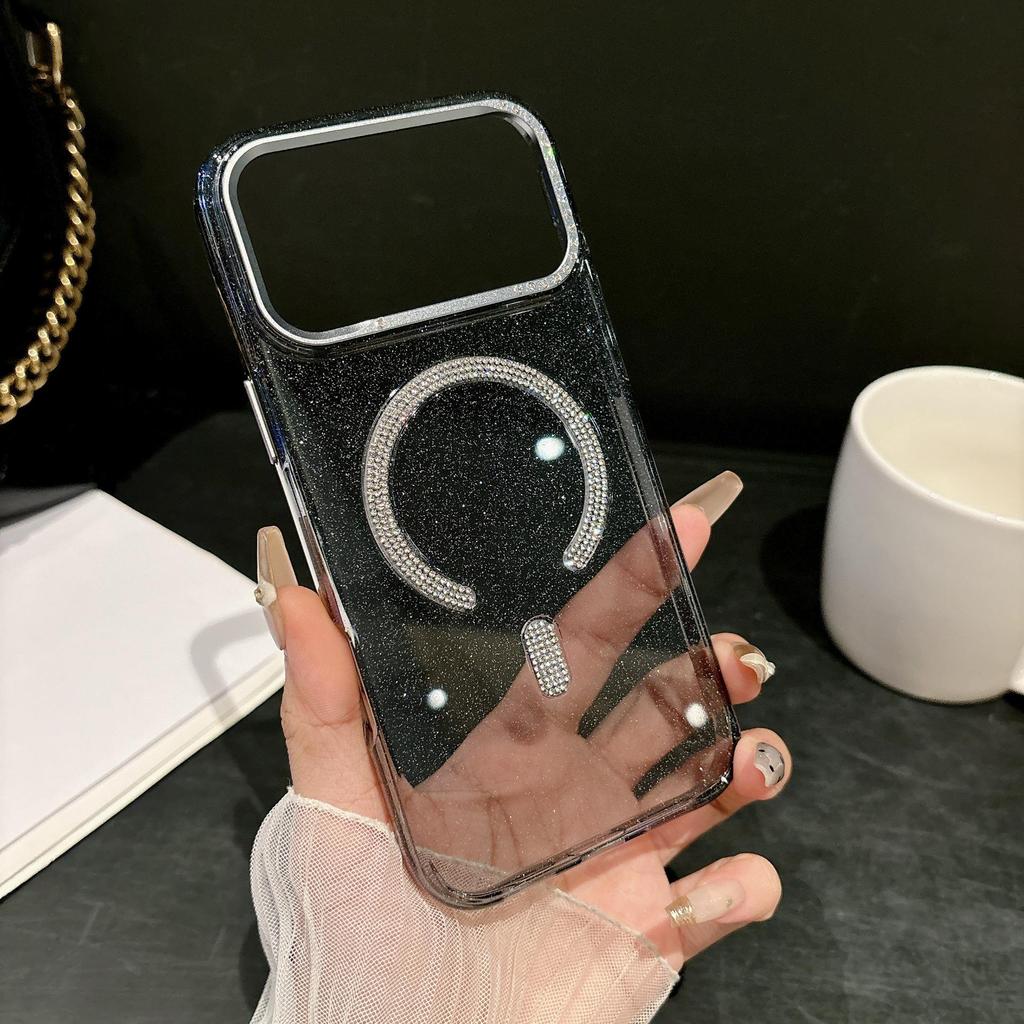 Блестящий Алмазный Чехол «Звездное Небо» для iPhone 17 Pro Max с Металлической Рамкой и Магнитным Дизайном