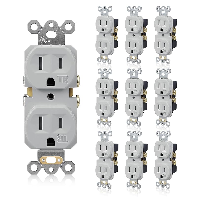 TOPELER Duplex Wall Receptacle Outlets, 20A Tamper-Resistant Electrical Receptacle, 2 Pole 3 Wire, Self-Grounding, Residential Grade Wall Power