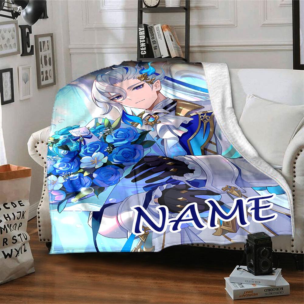 Customizable Genshin Impact1 Throw Blanket – Personalized Name, All-Season Cozy Snug Blanket, Machine Washable, Personalized Blanket