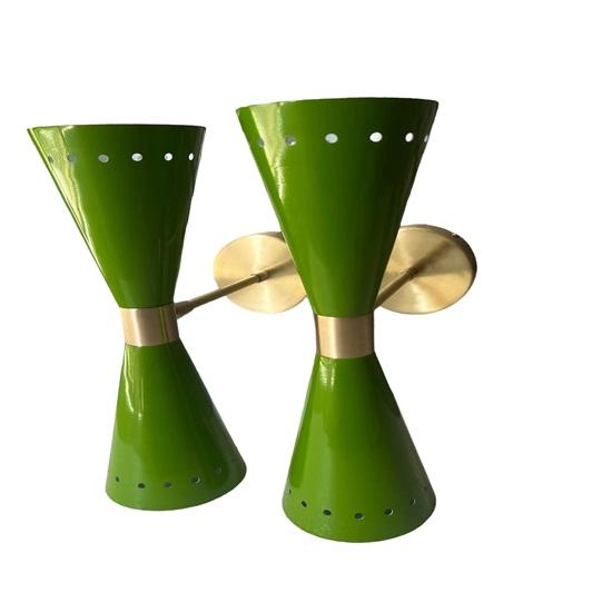 Настенный светильник Diabolo Green Brass Mid Century Modern Вверх-вниз освещение