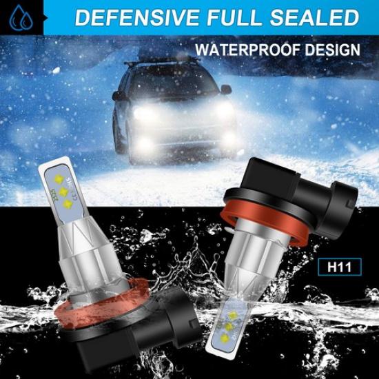 H11 H8 H9 LED Headlight Kit 6000K White Fog Light Bulbs Bright High & Low Beam