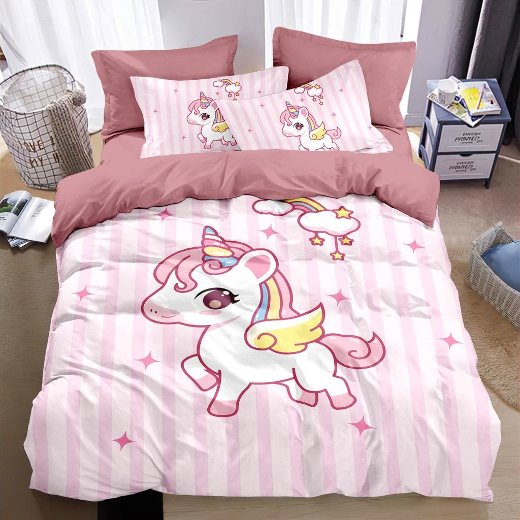 Комплекты постельного белья с единорогами для детей, девочек, мальчиков, любящих единорогов, пудровое пододеяльник, односпальный, двуспальный, розовые одеяла, красочный пододеяльник с пони