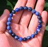 Эластичный браслет из натурального содалита, браслет ручной работы для женщин/мужчин, круглый браслет с драгоценными камнями, браслет для подарка, лечебный