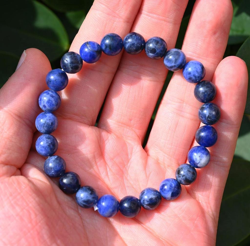 Эластичный браслет из натурального содалита, браслет ручной работы для женщин/мужчин, круглый браслет с драгоценными камнями, браслет для подарка, лечебный