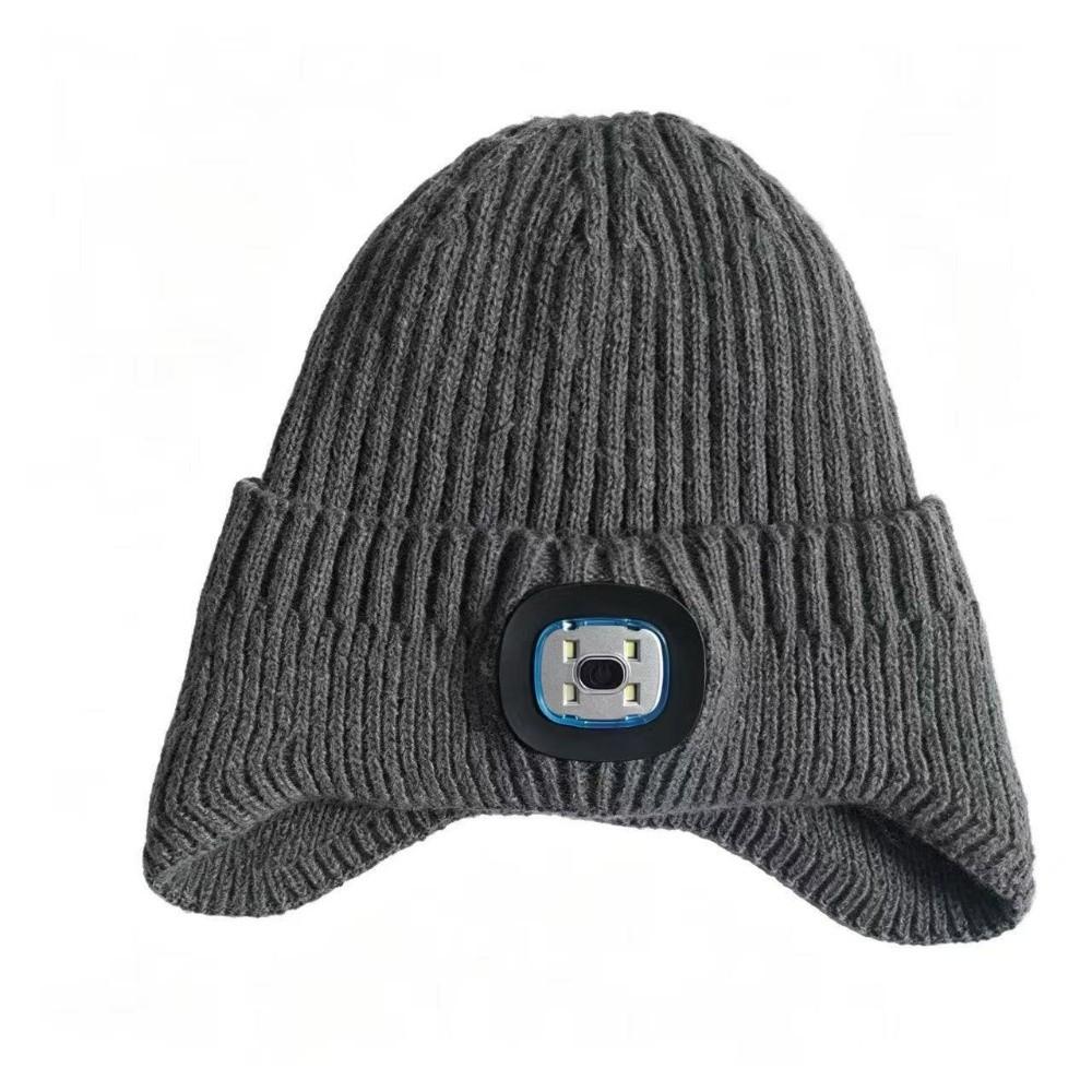 Three Brightness Levels Illuminated Knitted Hat White LED Light Lighted Winter Cap Hiking Camping