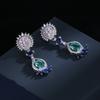 Simple 925  light luxury natural opal inlaid with real diamonds and black gold plated oval earrings luxury earrings women