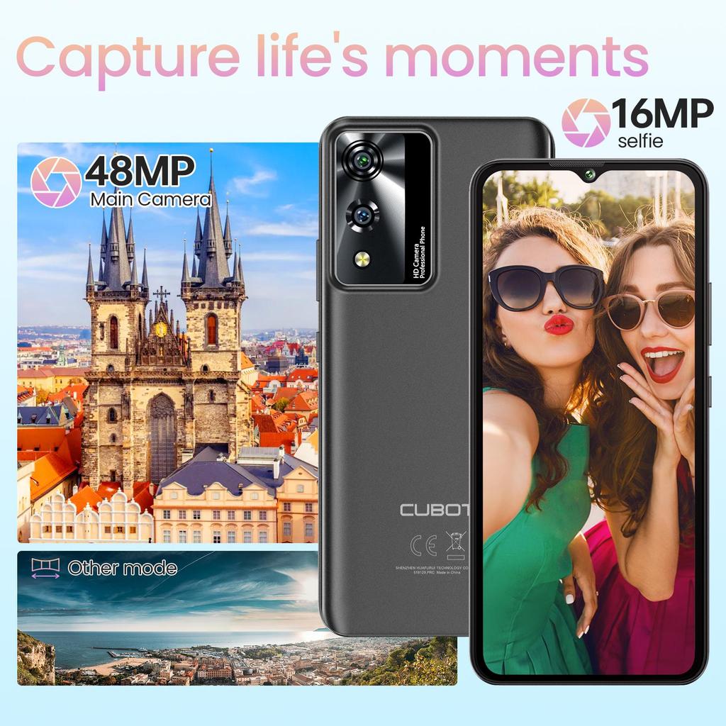 CUBOT A10 Mobile Phones Sim Free Unlocked - 12GB+128GB Smartphone Android 14, 6.56" HD+ Display, 48MP+16MP, 5100mAh/18W, Dual SIM 4G/Face ID/GPS/OTG
