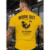 2025 WORK OUT Принт Мужская Спортивная Футболка для Зала Тренировка Мышц Футболки с Короткой Рукавой Быстросохнущая Одежда для Бега Мужская Одежда