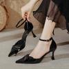 Pointed High Heels Women's Thin Heels New Bow Large Size Shoes 4142 Hollow Bag Head Sandals