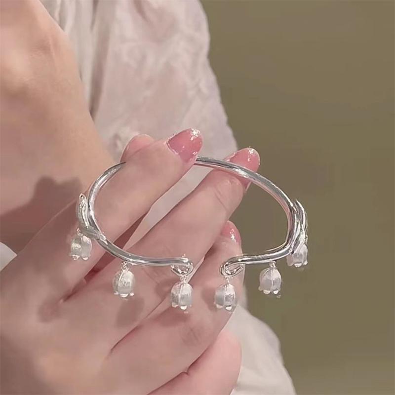 Модный китайский стиль ландыш цветок браслет открывающийся регулируемый браслет для женщин девочек ювелирные изделия подарки