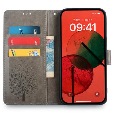 Для Huawei nova 12i 4G Кожаный чехол-кошелек с подставкой и рисунком дерева