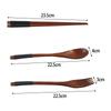 3PCS Wooden Flatware Set Wooden Portable Set Chopsticks Spoon Fork Tableware For Porridge, Soup, Coffee, Cereal, Noodles Parts