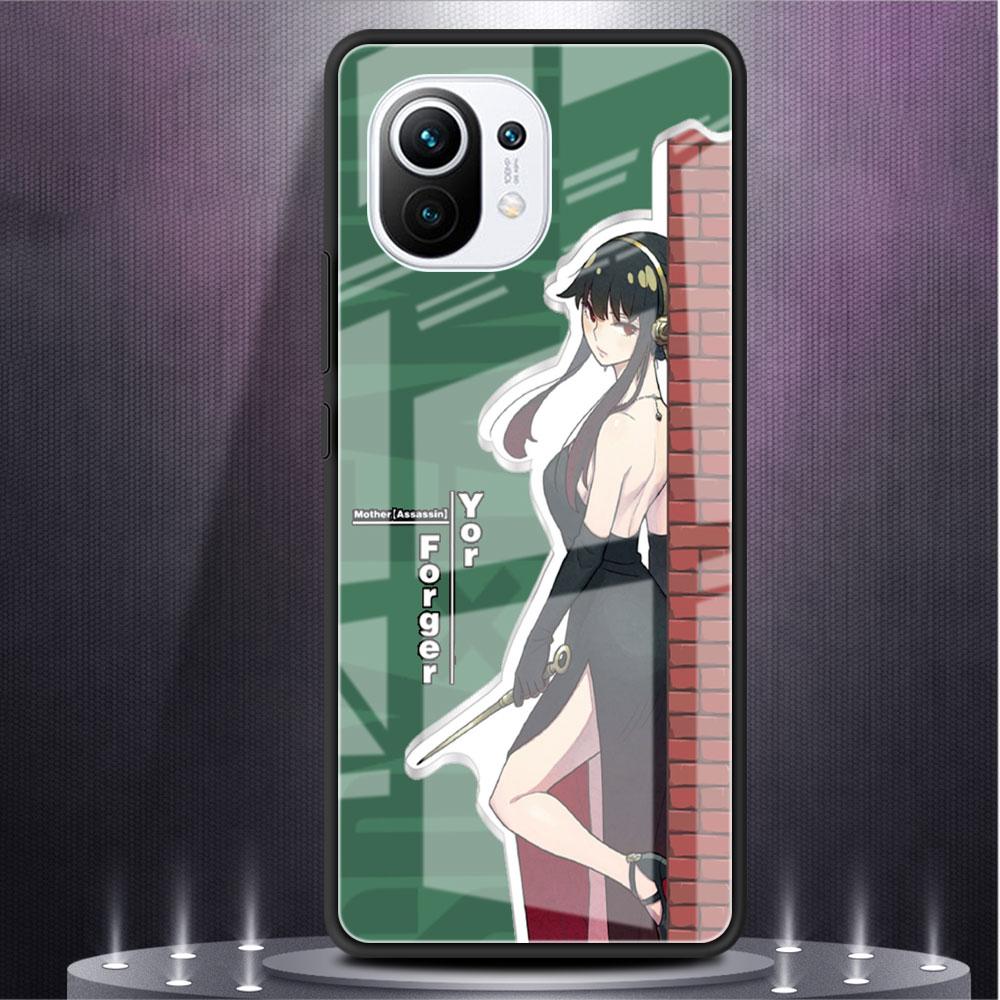 Glass Case For Xiaomi Redmi 11 10 8 Pro 9S K40 9C 9 9A Mi Poco X3 NFC X4 GT 11 Lite 11T 9T Phone Fundas Anime Spy Family Forger