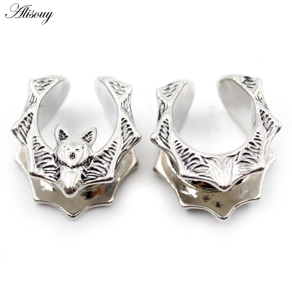 Alisouy 1PC Медь Навозный Жук Цветок Крыло Летучей Мыши Седло Ушные Туннели Затычки Расширитель Растяжитель Измерители Серьги Пирсинг Украшения Для Тела