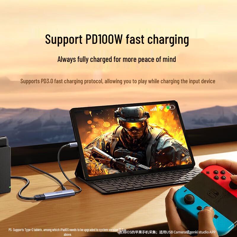 Ugreen 2K Type-C HDMI карта захвата с поддержкой PD зарядки