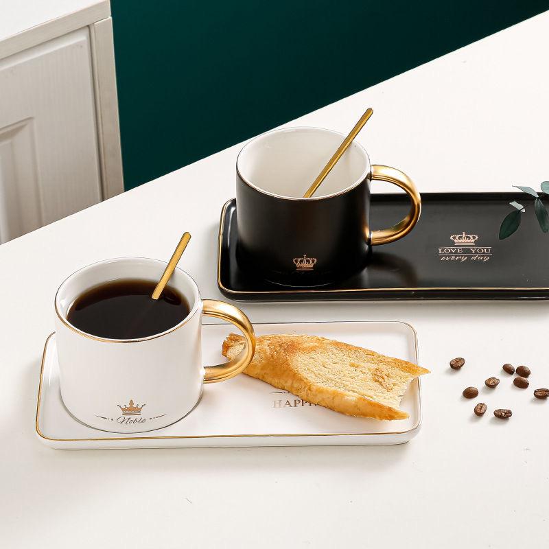 Nordic Style Simple Solid Color Mug Coffee Cup Plate Two Piece Set Afternoon Tea Ceramic Water Cup Coffee Cup Mug