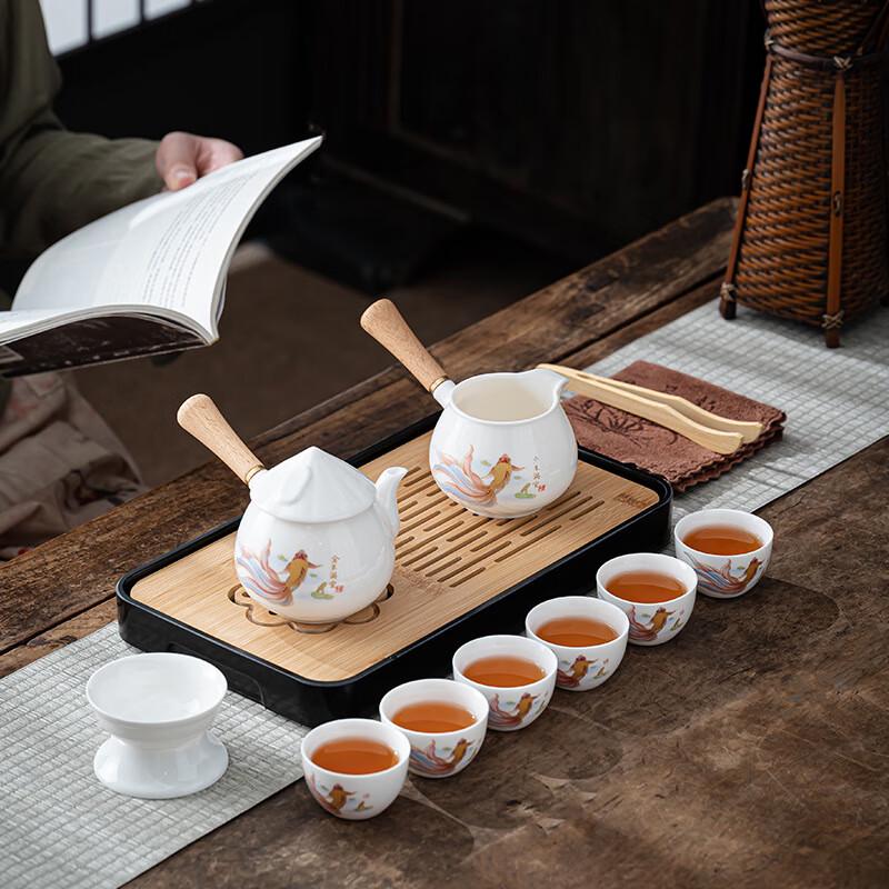 Xunyi Suet Jade White Porcelain Travel Tea Set