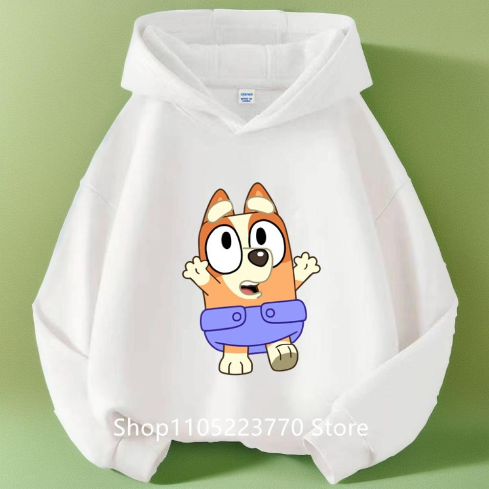 Детская толстовка с капюшоном Bluey Осень Зима Теплая Мягкая Пуловер Удобная Одежда для Игр для Мальчиков Девочек