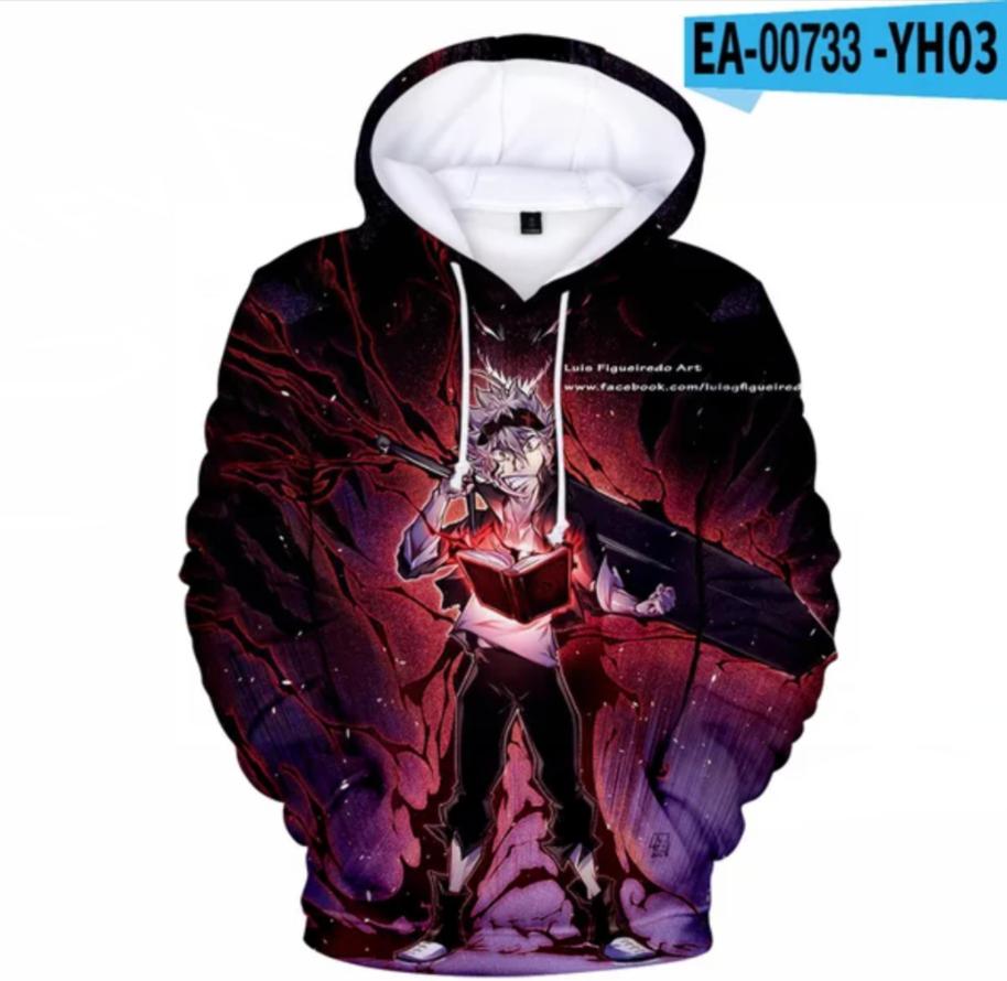 Горячая толстовка с капюшоном Black Clover 3D Print для мужчин/женщин, унисекс, Harajuku, крутые толстовки для мальчиков/девочек, аниме-пуловер Asta Plussize