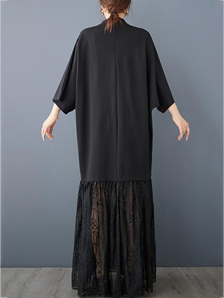 Xitao Однотонное повседневное женское платье с полувысоким воротником GMM1036