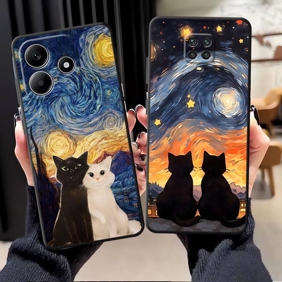 Мультяшный милый чехол-накладка для телефона с кошкой для Xiaomi Redmi Note 14 10 K80 12 11 9 8 7 A3 A4 A5 14C A1 13 Pro Plus 12C 13C K40 A1 A2