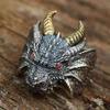 Retro Demon Dragon Siren Ring Domineering Hip Hop Rock Gothic Rings Accessories Trendy Men Womnen Jewelry Adjustable Size