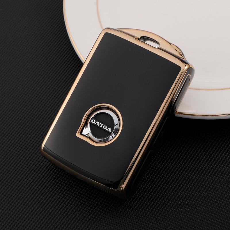 Золотой чехол-ключ из ТПУ с кантом для Volvo S90, XC60, XC40 - Полностью закрывающая защитная оболочка