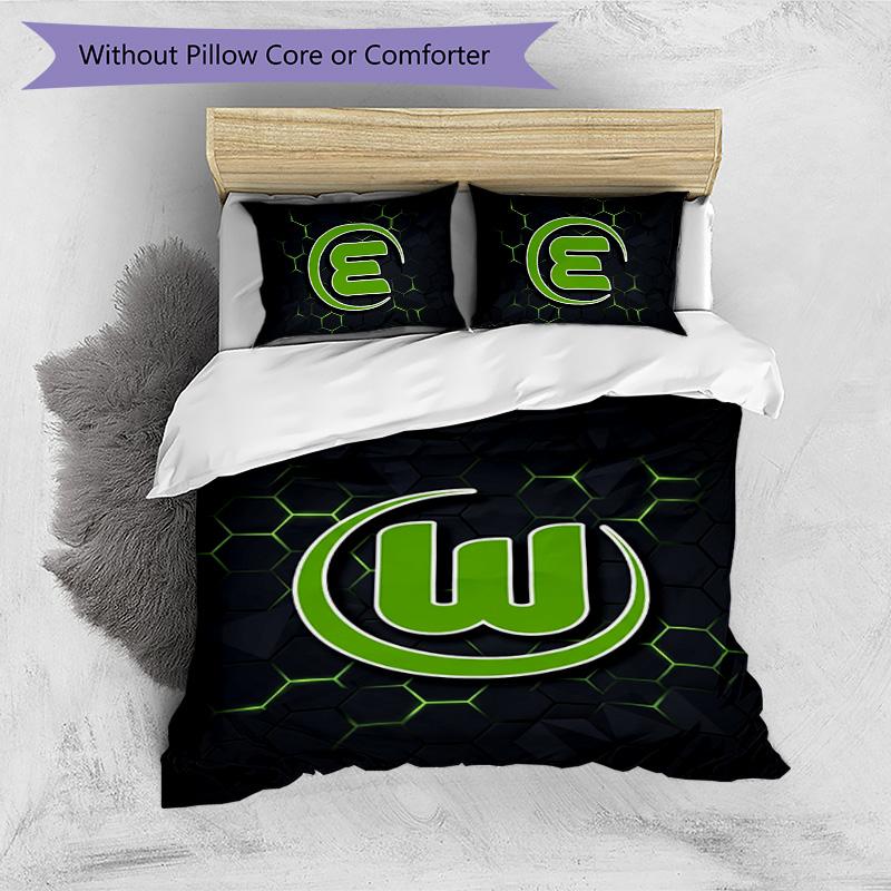 VfL Wolfsburg FC Printed 3PCS Bedding Set Breathable Duvet Cover with Pillowcases Decorative Bed Linen for Bedroom Home