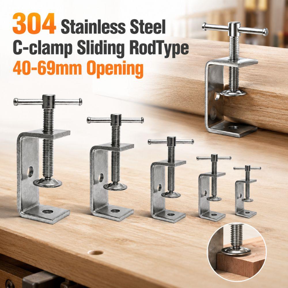 Sliding RodType Square Clamp 304 Stainless Steel Fixed Holder Clip C-clamp Hardware Fasteners