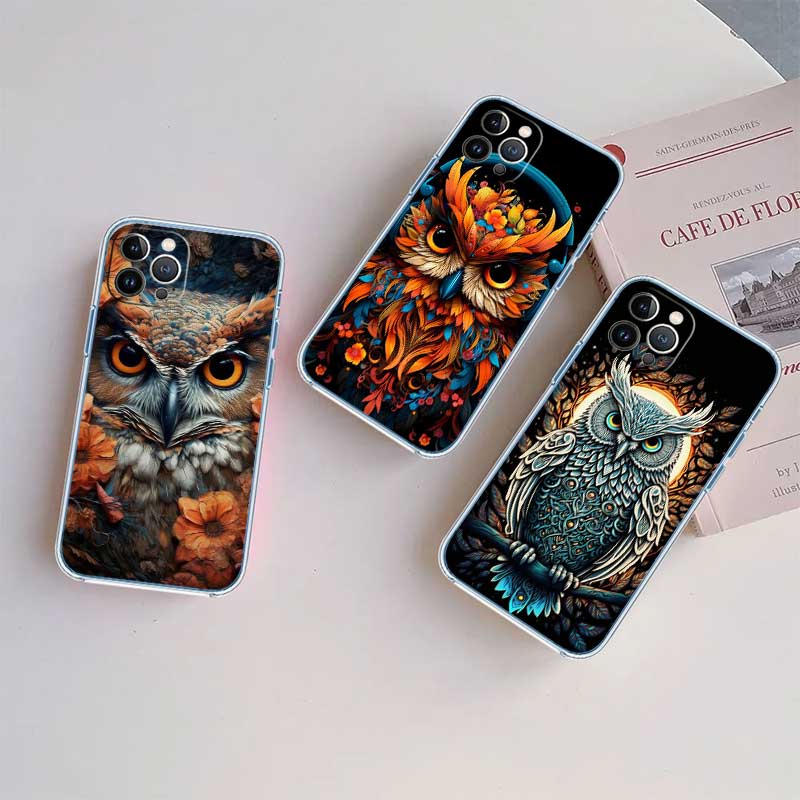 RE16 Cartoon Art Owl Transparent Phone Case for Samsung Galaxy A04 A04S A14 A23 A34 A54 M23 M33 M52 M53
