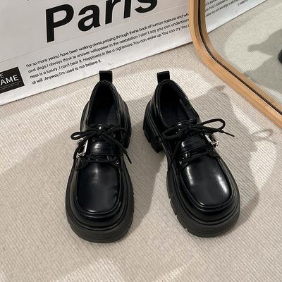 Модная женская обувь в британском стиле, весна-осень, новинка, черная толстая подошва, туфли на плоской подошве, студенческие туфли с ремешком Мэри Джейн, летний сезон